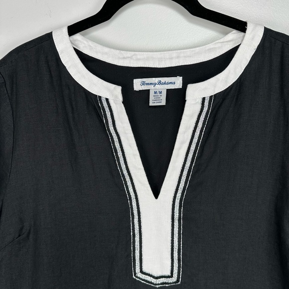 Tommy Bahama Two Palms 100% Linen Shift Short Sleeve Shift Dress pockets Medium - Picture 5 of 12